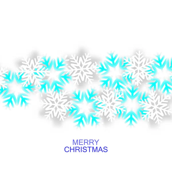 Winter background with blue snowflakes, Happy New Year and Merry Christmas — Stock Vector