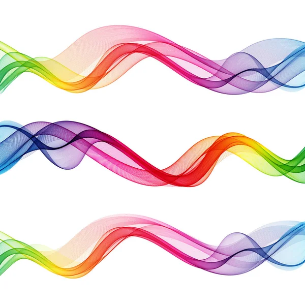 Set Ondas Transparentes Colores Arco Iris Vector Ondas Onduladas Elemento — Archivo Imágenes Vectoriales