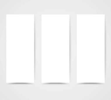 Beyaz Kağıt Pankartlar - Gri arka planda izole edilmiş, gölgeli beyaz kağıt pankartlar. Vektör illüstrasyonu, Bölüm 10.