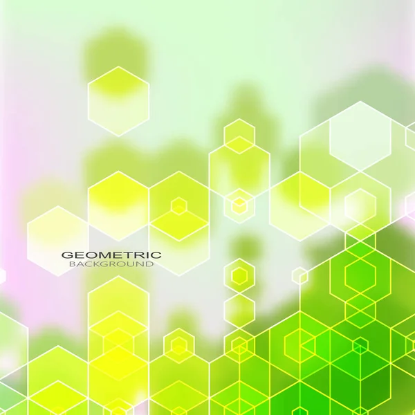 Vector Abstract geometric background. Template brochure design. Green hexagon shape — Stock Vector