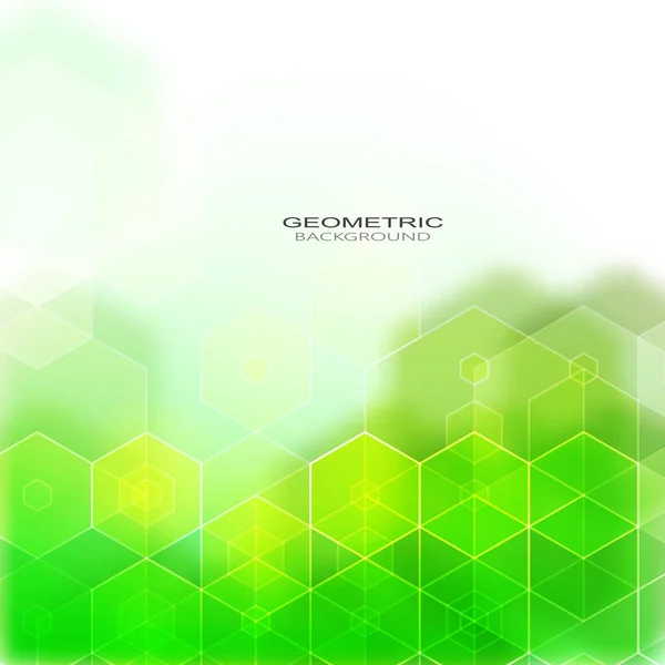 ベクトル概要現代幾何学的背景。テンプレートパンフレットのデザイン。緑六角形 — ストックベクタ