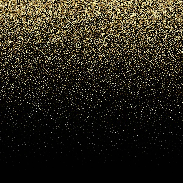 Textura de brillo dorado sobre fondo negro. Explosión dorada de confeti. Textura abstracta granulada dorada sobre fondo negro. Elemento de diseño. Ilustración vectorial — Vector de stock