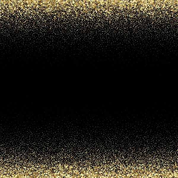Zlatá třpytivá textura na černém pozadí. Zlatý výbuch konfet. Zlatozrnná abstraktní textura na černém pozadí. Designový prvek. Vektorová ilustrace — Stockový vektor