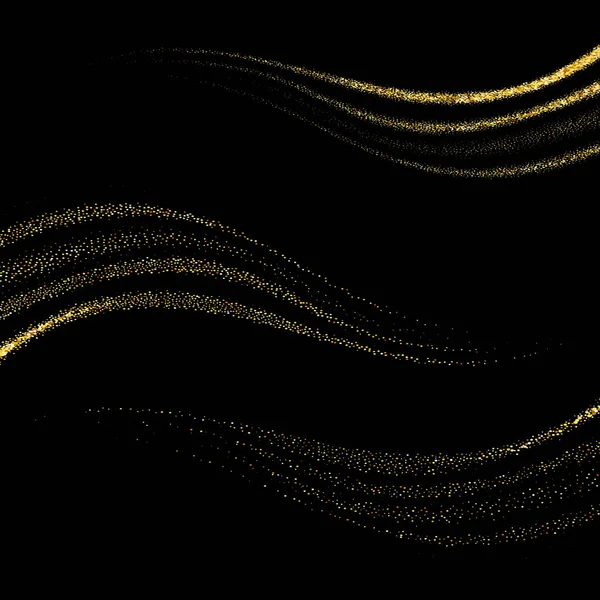 Золотые Блестящие Пыльные Хвосты Мерцающие Золотые Волны Сверкающими Векторными Комплектами — стоковый вектор