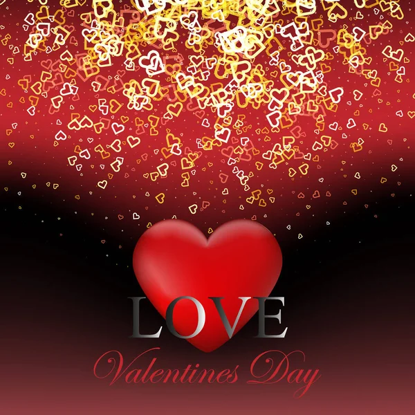 Fond de Saint Valentin rose avec des cœurs 3d sur rouge. Illustration vectorielle. Bannière d'amour mignon ou carte de voeux. Place pour le texte — Image vectorielle