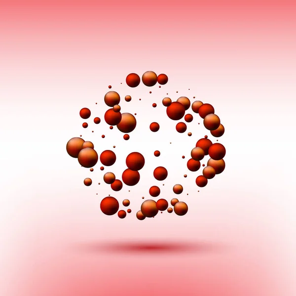 Boules vectorielles rouges dispersées sur fond abstrait — Image vectorielle