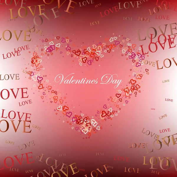 Red Valentine 's Day background with hearts on red. Векторная иллюстрация. Симпатичный любовный баннер или открытка. — стоковый вектор