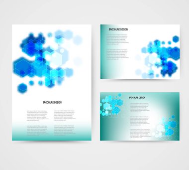 Tasarım mavi altıgen 3D elementlere sahip pankartlar