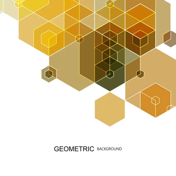 Vector hexagons achtergrond, Oranje geometrisch patroon, Abstract vector met kleurrijke hexagonale honingkammen — Stockvector