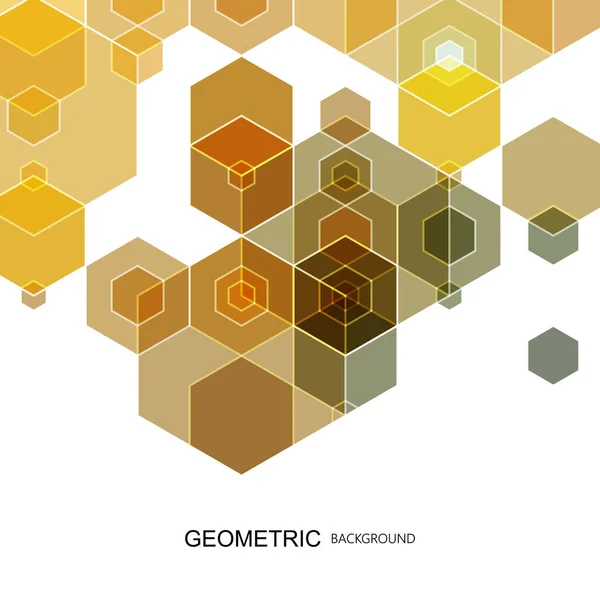 Hexagones vectoriales de diseño de fondo, patrón geométrico naranja, vector abstracto con coloridos peines de miel hexagonal — Vector de stock