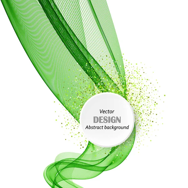 Stilvolles Design grüne vertikale Welle. Abstrakte rauchige Wellenlinie Hintergrund — Stockvektor