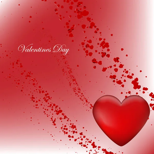 Sfondo San Valentino rosa con cuori 3d su rosso. Illustrazione vettoriale. Carino banner amore o biglietto di auguri. — Vettoriale Stock