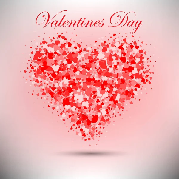 Roter Valentinstag Hintergrund mit Herzen auf Rot. Vektorillustration. Nettes Liebes-Banner oder Grußkarte. — Stockvektor