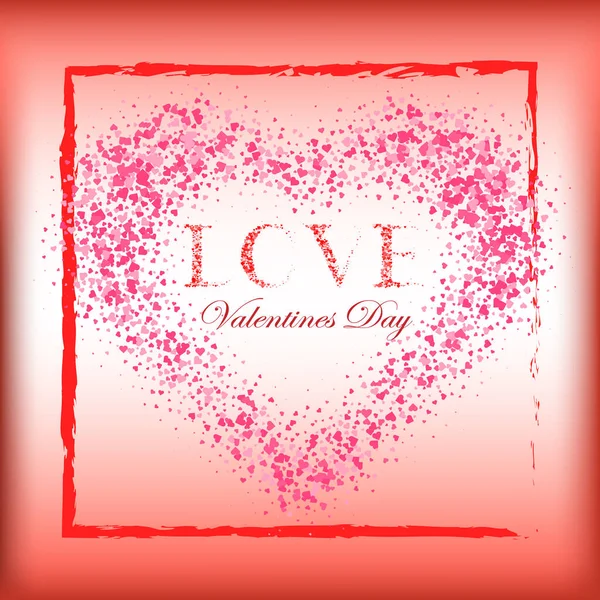 Fundal Red Valentine 's Day cu inimi pe roșu. Ilustrație vectorială. Drăguț banner de dragoste sau felicitare . — Vector de stoc