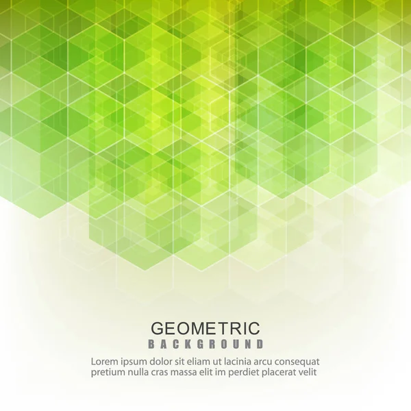 Vector Fundo geométrico abstrato. Modelo de design de brochura. Forma de hexágono verde —  Vetores de Stock