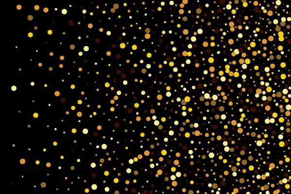 Fondo festivo con confeti de purpurina, polvo dorado sobre negro. Ideal para invitaciones de boda, carteles de fiesta, navidad, año nuevo y tarjetas de cumpleaños. — Vector de stock