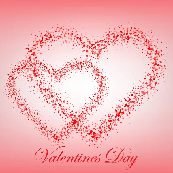 Sfondo rosso di San Valentino con cuori su rosso. Illustrazione vettoriale. Carino banner amore o biglietto di auguri. — Vettoriale Stock