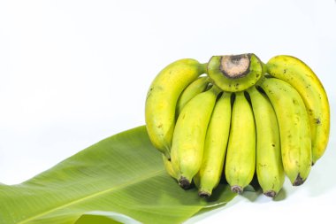 Muz yapraklı muz, beyaz arkaplan