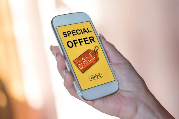 Smartphone screen displaying a special offer concept