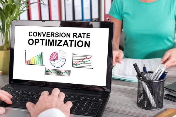 Laptop screen with conversion rate optimization concept