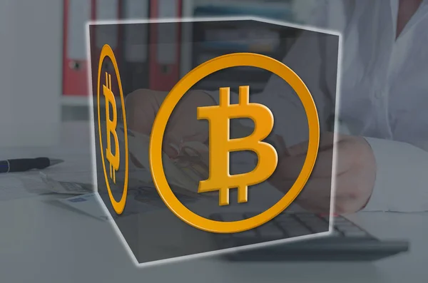 Концепція Bitcoin Ілюстрована Зображенням Фоні — стокове фото
