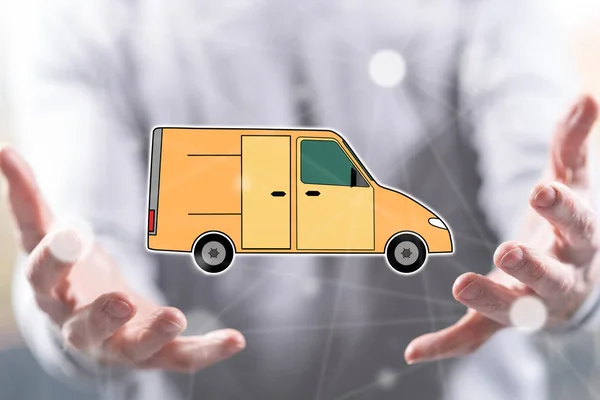 Delivery Concept Hands Man Background — Stock Photo, Image
