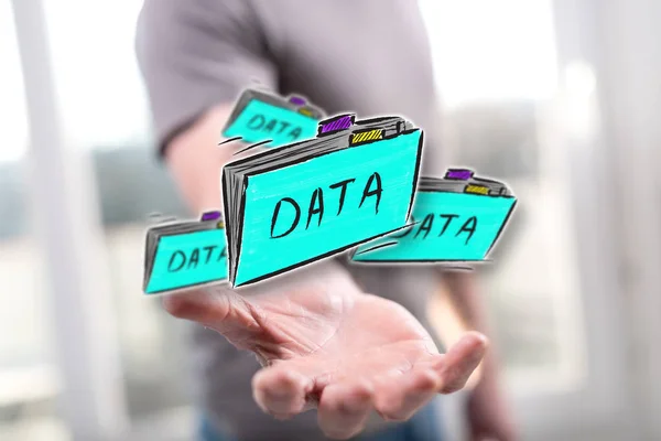 Data Concept Hand Man Background — Stock Photo, Image
