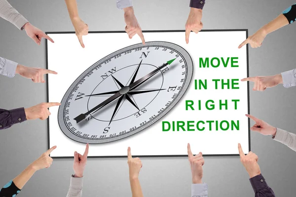 Hands pointing to right direction concept