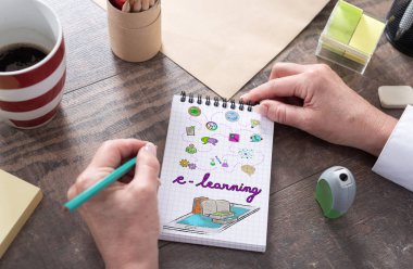 Not defterine e-öğrenme konsepti çizildi