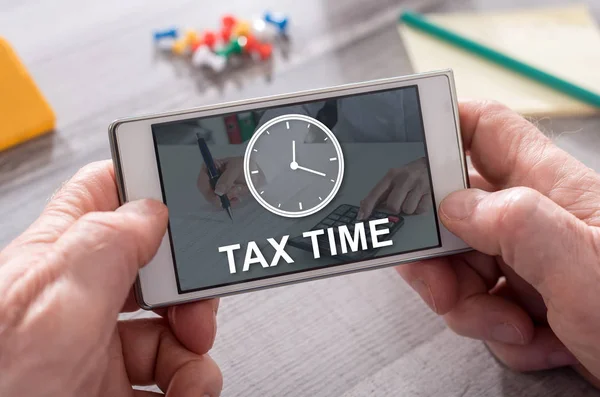 Daňová Koncepce Čas Mobilním Telefonu — Stock fotografie