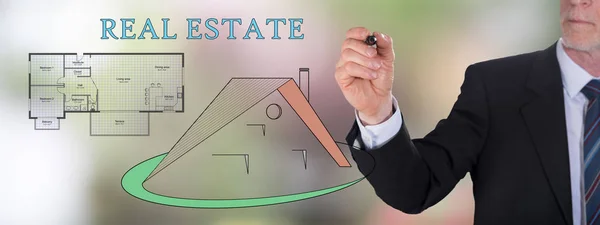 Businessman Drawing Real Estate Concept — Stock Photo, Image