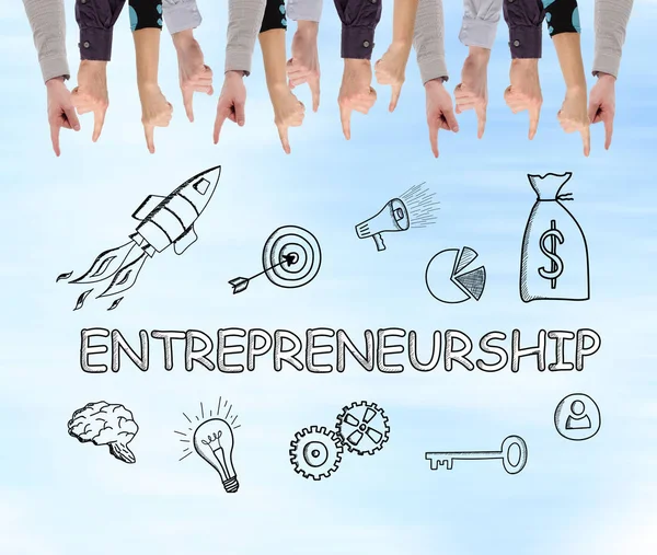 Entrepreneurship Concept Pointed Several Fingers — Stock Photo, Image
