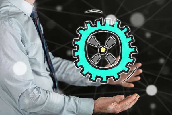 İş süreci kavramı bir erkeğin elinin üstünde.