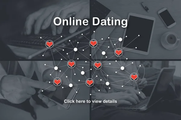 Online Dating Koncept Illustreras Bilder Bakgrund — Stockfoto