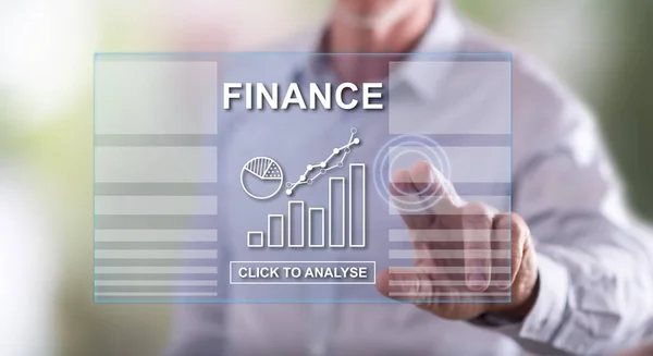 Man Touching Finance Concept Touch Screen His Finger — Stock Photo, Image