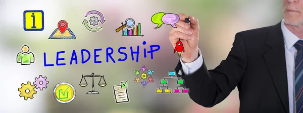 Uomo Affari Che Disegna Concetto Leadership — Foto Stock