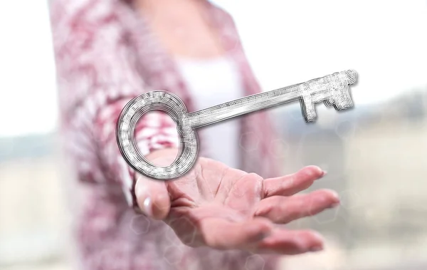 Oplossingsconcept Boven Hand Van Een Vrouw Achtergrond — Stockfoto