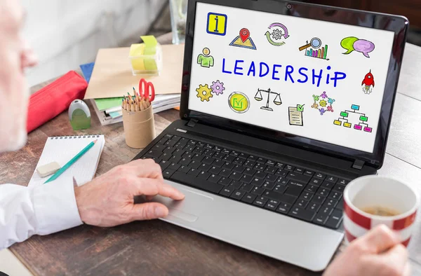 Concetto Leadership Mostrato Uno Schermo Portatile — Foto Stock