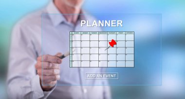 Adam bir olay planlayıcısı kavramı bir dokunmatik ekran üzerinde bir kalemle ekleme dokunmadan