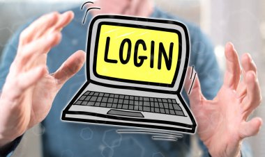 Arka plandaki bir adamın elleri arasındaki giriş kavramı