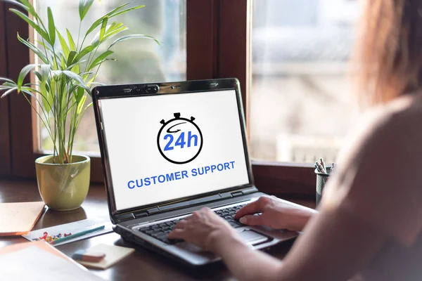 Laptop screen displaying a customer support concept