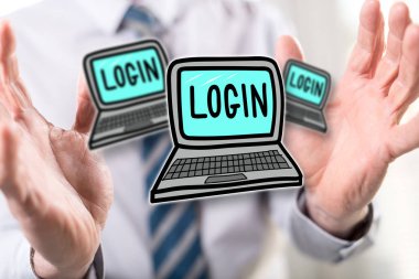 Arka plandaki bir adamın elleri arasındaki giriş kavramı