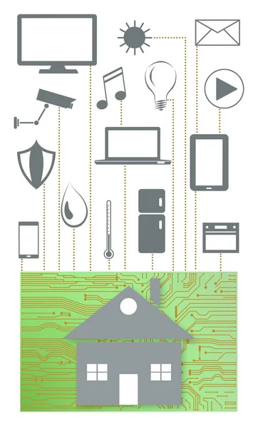 在白色背景下绘制的家庭自动化概念 — 图库照片