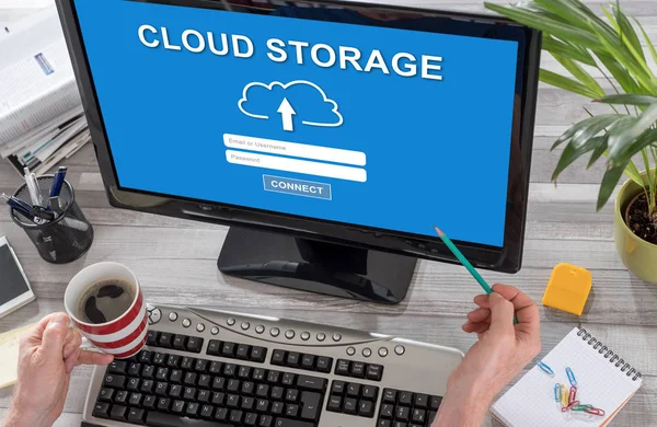 Cloud storage concept on a computer screen