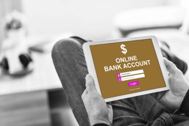 Bir online banka hesabı kavramı görüntüleyen tablet ekranı
