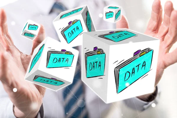 Data Concept Hands Man Background — Stock Photo, Image