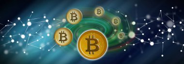 Bir bitcoin para birimi kavram gösteren resim