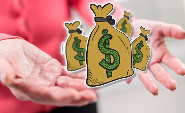 Money Concept Hands Woman Background — Stock Photo, Image