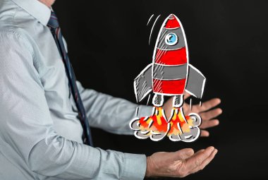 Kavramı bir adamın elleri yukarıda başlatmak