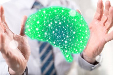 Arka planda bir adamın elleri arasında istihbarat kavramı